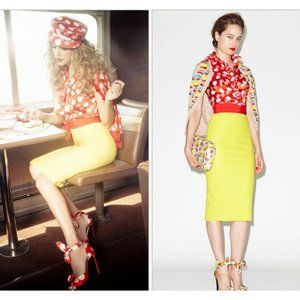 L’Wren Scott Grosgrain Trim Pencil Skirt Runway Resort Size US 12 Taylor Swift